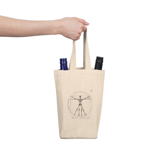 Vitruvian Skeleton Illustration Tote Bag | Double Wine Carrier Tote
