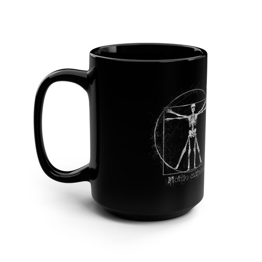 Vitruvian Skeleton Illustration Mug | Black 15oz Ceramic