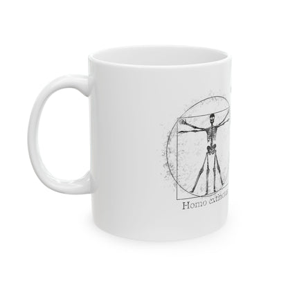 Vitruvian Skeleton Illustration Mug | White Ceramic Mug