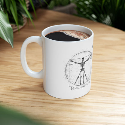 Vitruvian Skeleton Illustration Mug | White Ceramic Mug