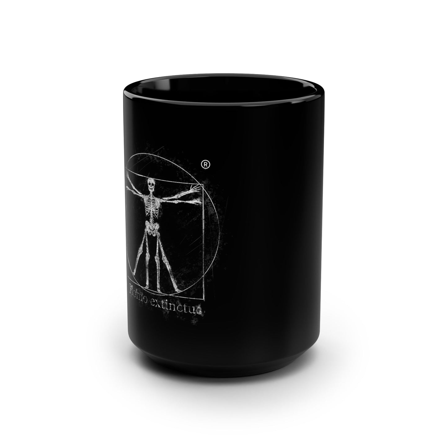 Vitruvian Skeleton Illustration Mug | Black 15oz Ceramic