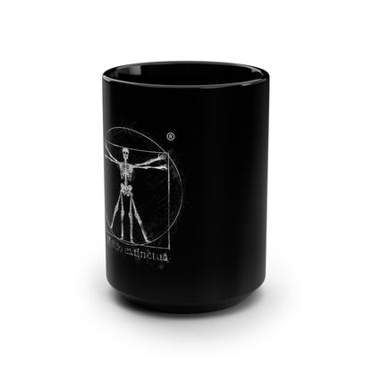 Vitruvian Skeleton Illustration Mug | Black 15oz Ceramic