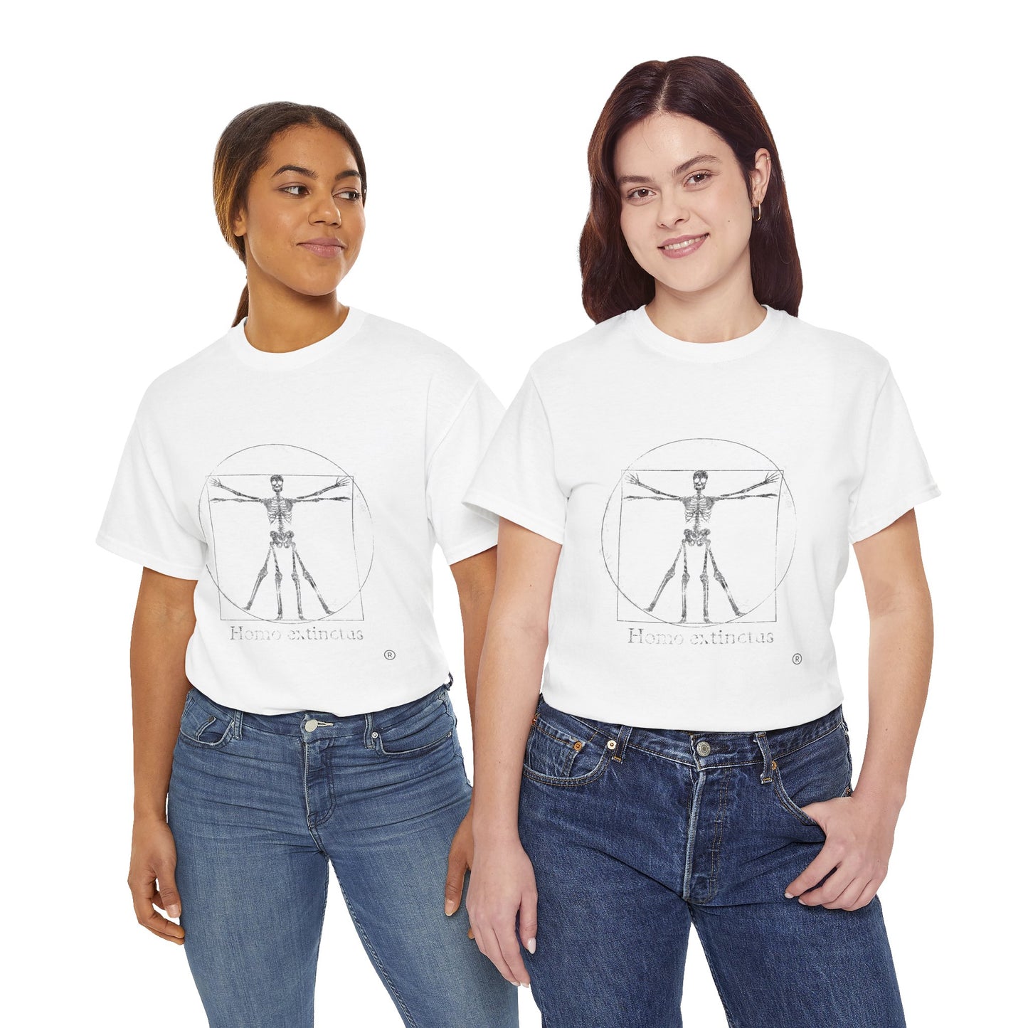 Vitruvian Skeleton Illustration | Homo extinctus T-Shirt