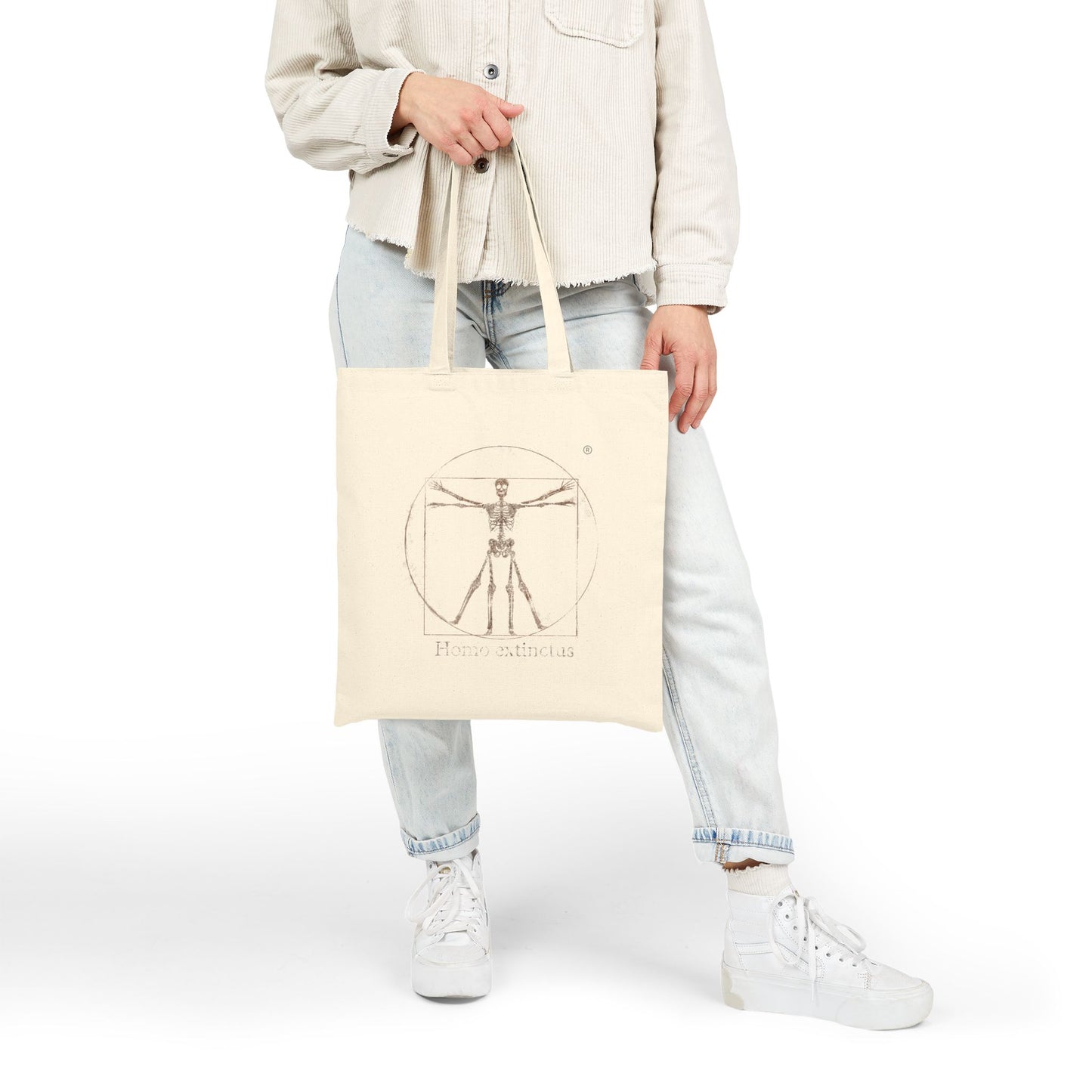 Vitruvian Skeleton Tote Bag | Anatomy Sketch Canvas Tote