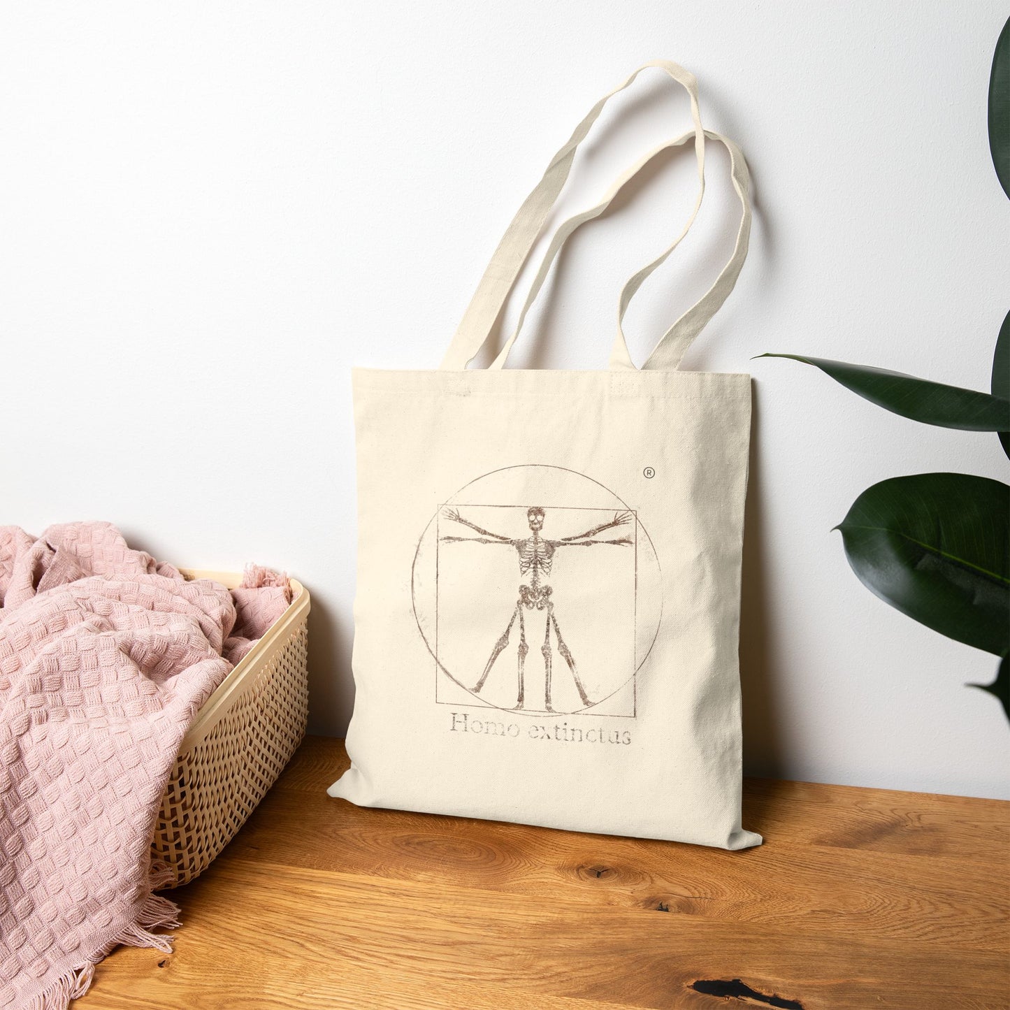 Vitruvian Skeleton Tote Bag | Anatomy Sketch Canvas Tote