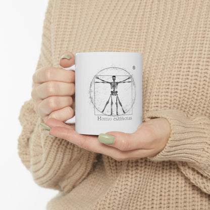 Vitruvian Skeleton Illustration Mug | White Ceramic Mug