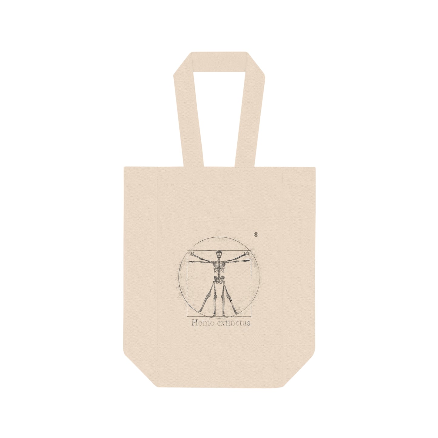 Vitruvian Skeleton Illustration Tote Bag | Double Wine Carrier Tote