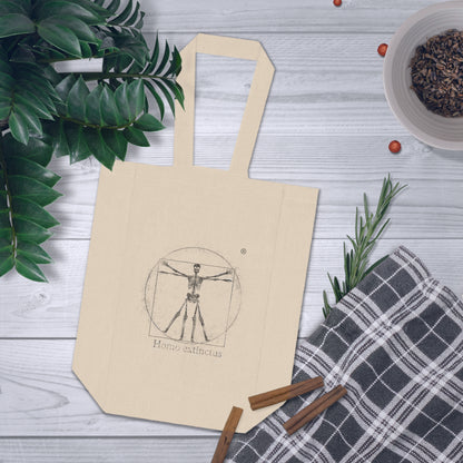 Vitruvian Skeleton Illustration Tote Bag | Double Wine Carrier Tote